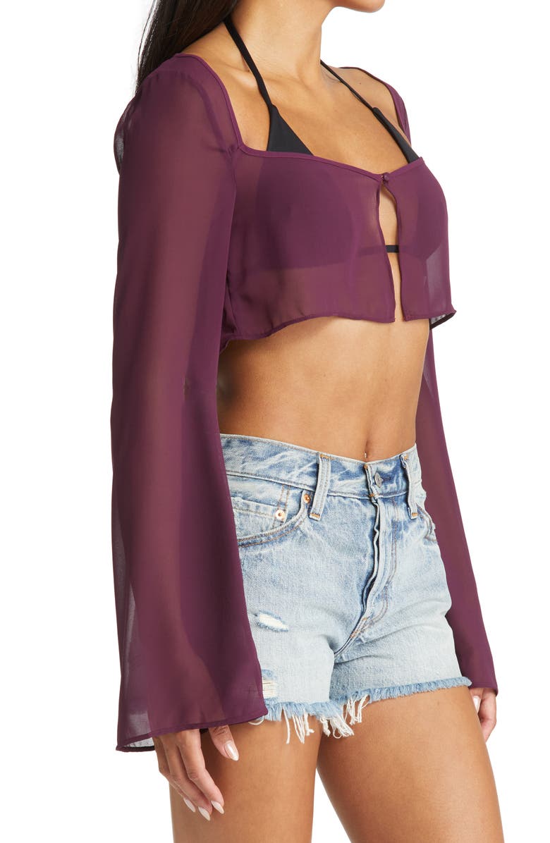 HOUSE OF CB Marseille Georgette Crop Cover-Up Top, Alternate, color,