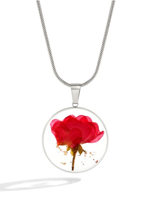 Mint & Lily Pressed Birth Flower Necklace In Metallic
