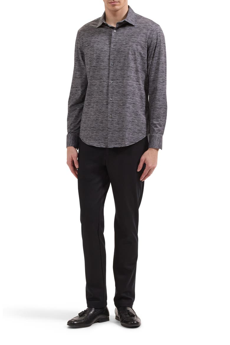 James OoohCotton® Heathered Button-Up Shirt, Alternate, color, BLACK