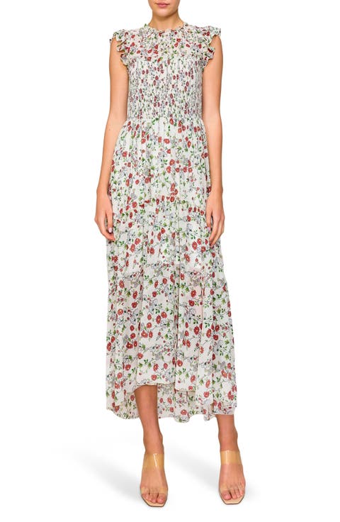 Ruffle Sleeveless Fit & Flare Chiffon Maxi Dress