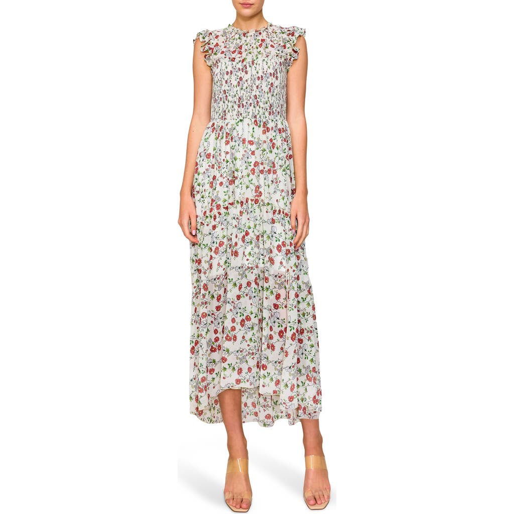 Melloday Ruffle Sleeveless Fit & Flare Chiffon Maxi Dress