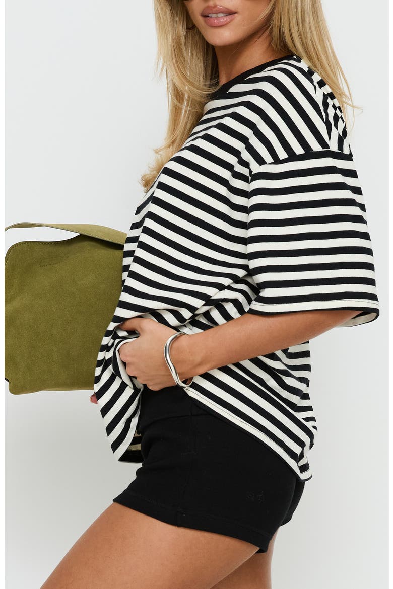 Settle Down Stripe Oversize T-Shirt, Alternate, color, BLACK / WHITE STRIPE