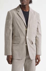 Bode Café Stripe Cotton Stretch Seersucker Sport Coat
