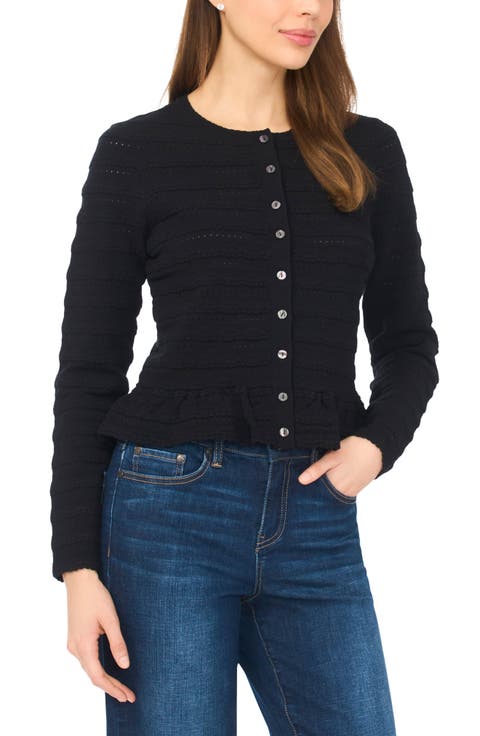 Ruffle Pointelle Cardigan