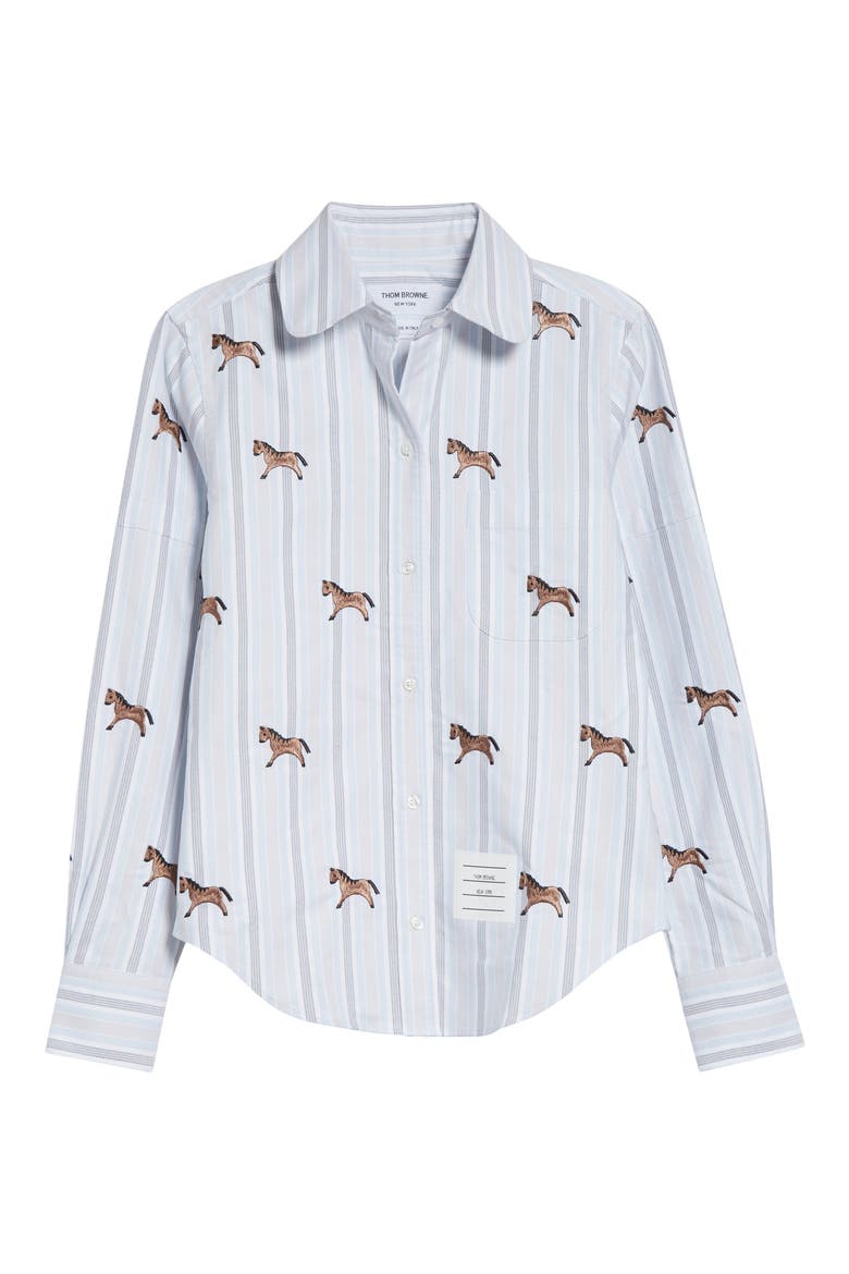 Lunar New Year Horse Embroidered Oxford Button-Up Shirt, Alternate, color, MEDIUM BLUE