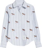 Thom Browne Lunar New Year Horse Embroidered Oxford Button-Up Shirt