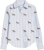 Thom Browne Lunar New Year Horse Embroidered Oxford Button-Up Shirt