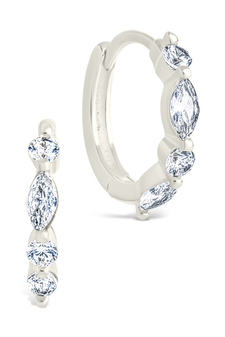 Kensington Cubic Zirconia Hoop Earrings, Main, color, SILVER