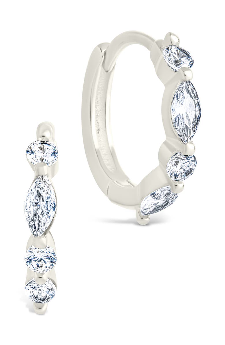 Sterling Forever Kensington Cubic Zirconia Hoop Earrings, Main, color, 