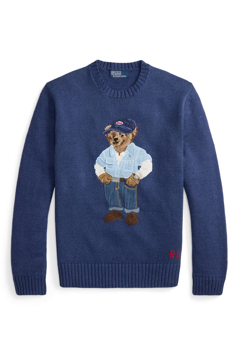Polo Ralph Lauren Polo Bear Linen & Cotton Sweater, Alternate, color, Light Navy