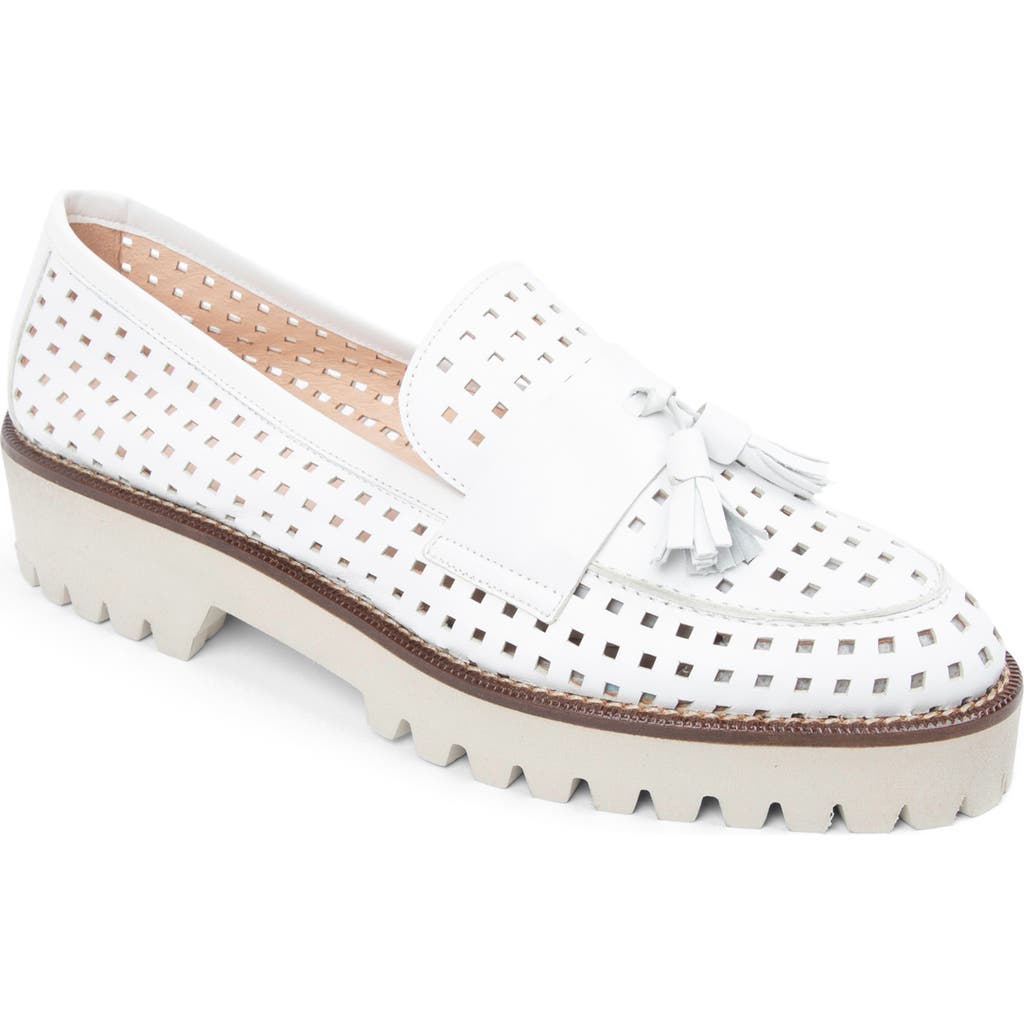 Shop Patricia Green Beckham Tassel Lug Loafer In White Perforated