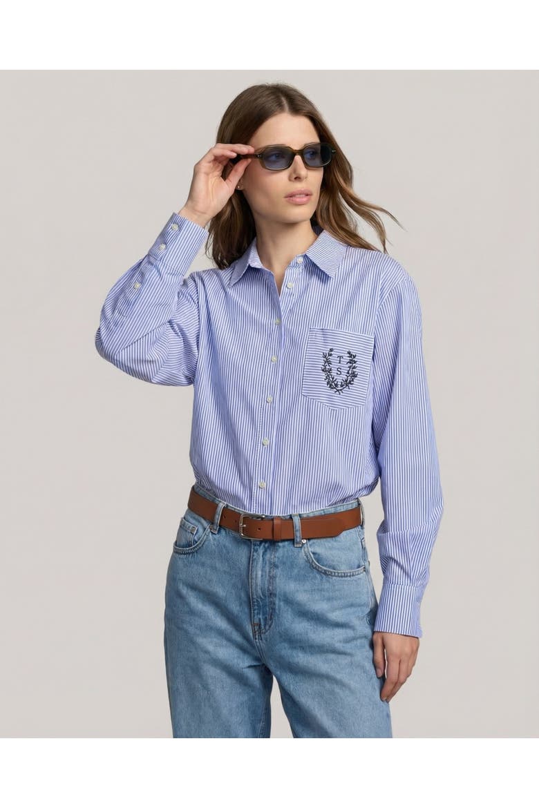 The Crest Boyfriend Shirt, Alternate, color, Blue Stripe