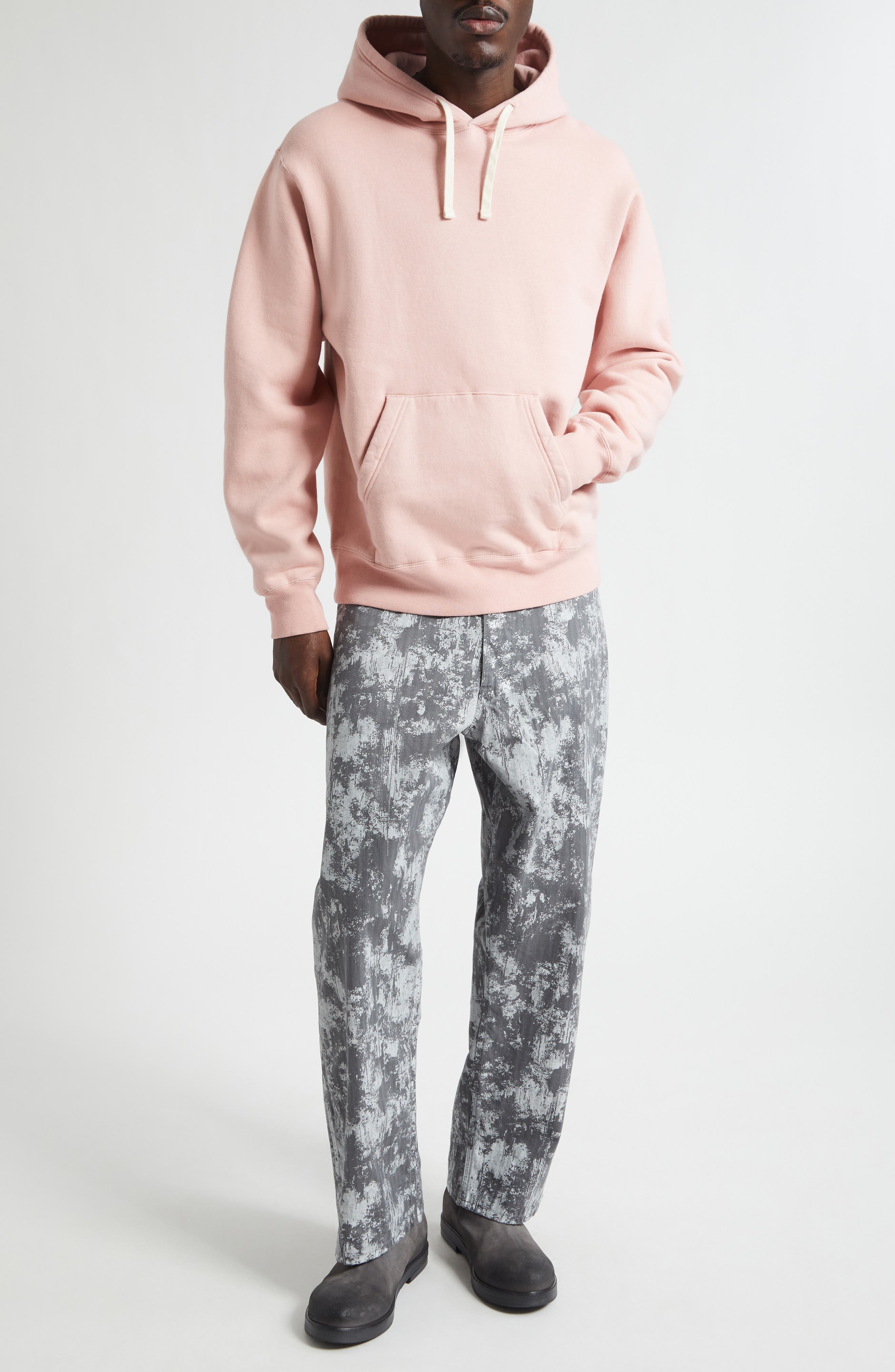 Foil Paint Print Herringbone Painter Pants - image 2