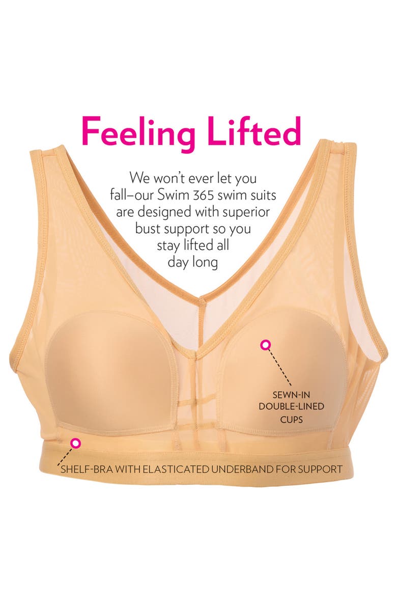 Swim 365 Loop Strap Two-Piece Swim Dress, Alternate, color, Black Stencil Leaf Print