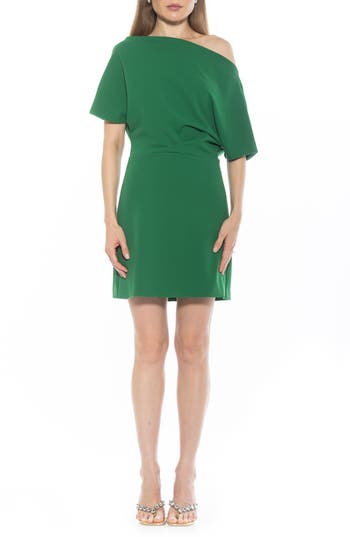 Alexia Admor Suri Draped One-shoulder Minidress In Green