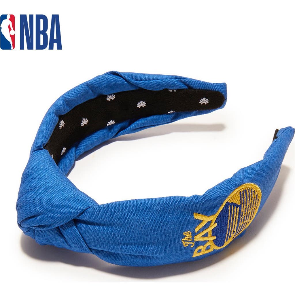 Lele Sadoughi Nba Golden State Warriors Embroidered Headband In Blue