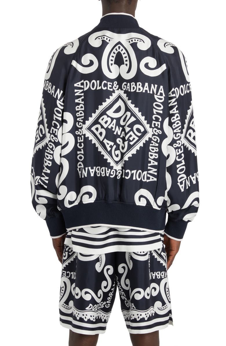 Dolce&Gabbana Oversize Marina Print Silk Twill Bomber Jacket, Alternate, color, 
