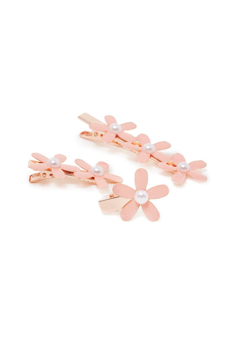Flower Hair Clip Set, Alternate, color, Pink