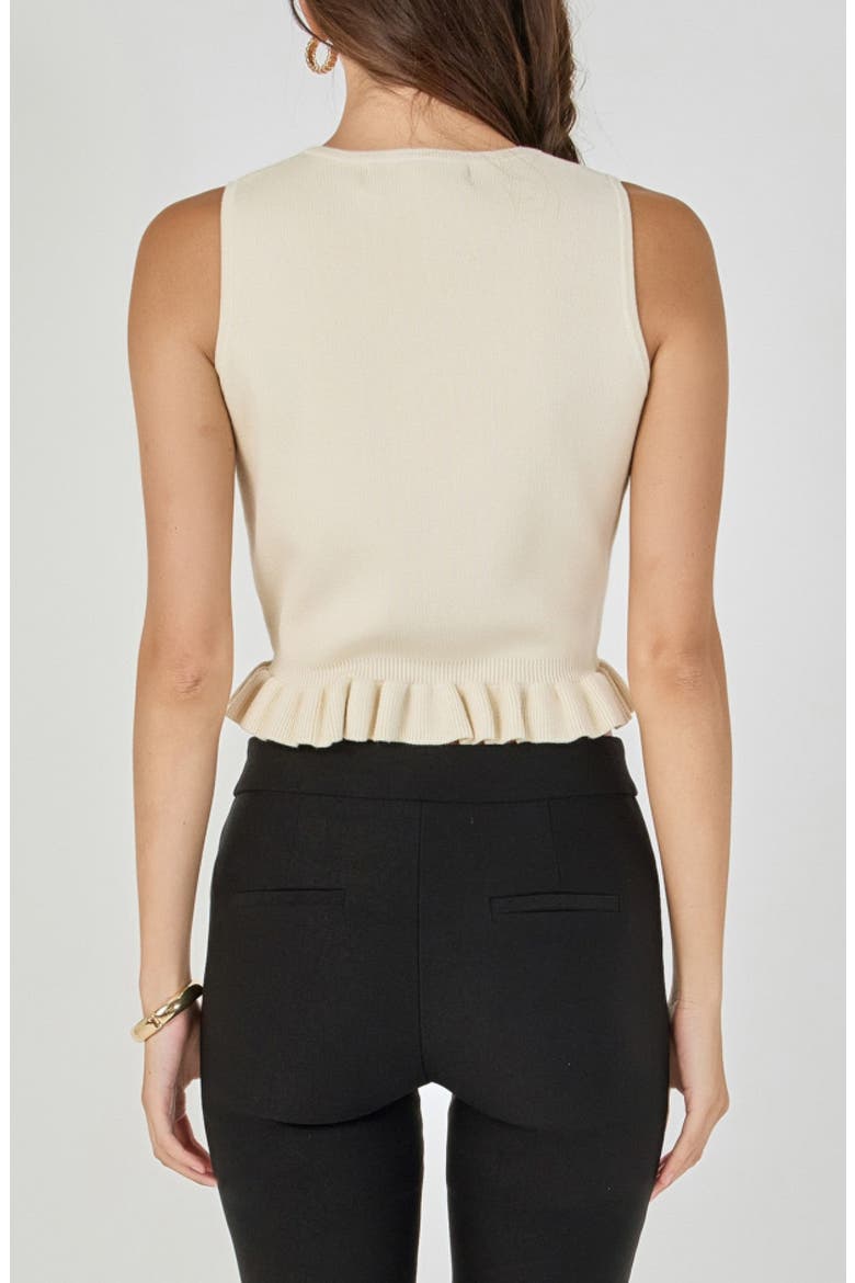 Ruffle Trim Knit Vest, Alternate, color, CREAM