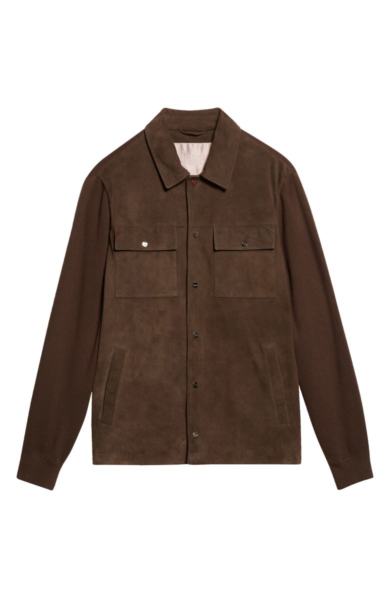 Herno Resort Knit & Suede Shirt Jacket, Alternate, color, Chocolate