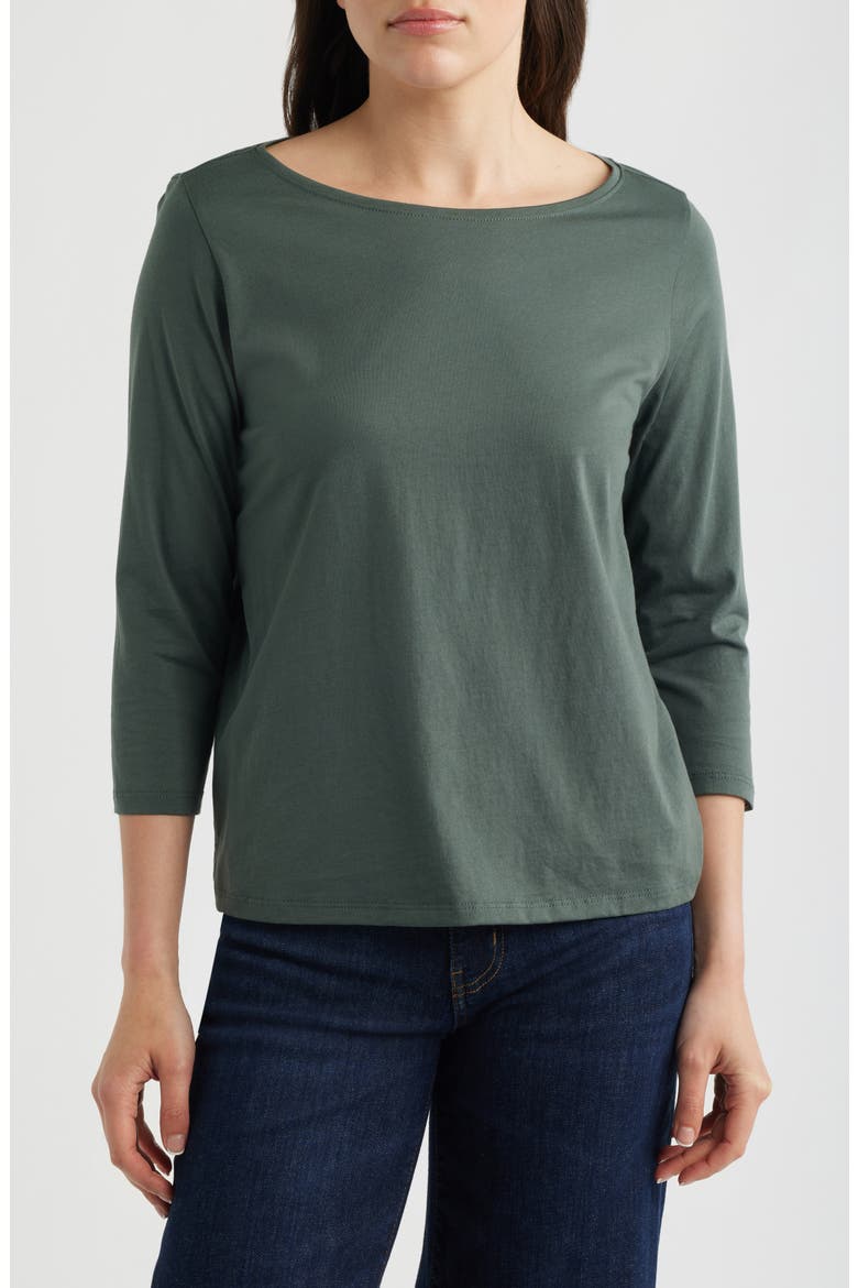 Bateau Neck Jersey Top, Main, color, EVERGLADE