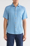 Tommy Bahama Geometric Twist Short Sleeve Silk Button-Up Shirt