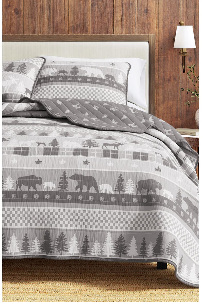 Patchwork 3-Piece Quilt Set, Main, color, RUSTIC LANDSCAPE GREY
