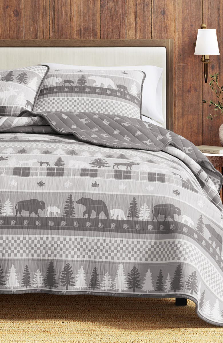 Woven & Weft Patchwork 3-Piece Quilt Set, Main, color, Rustic Landscape Grey