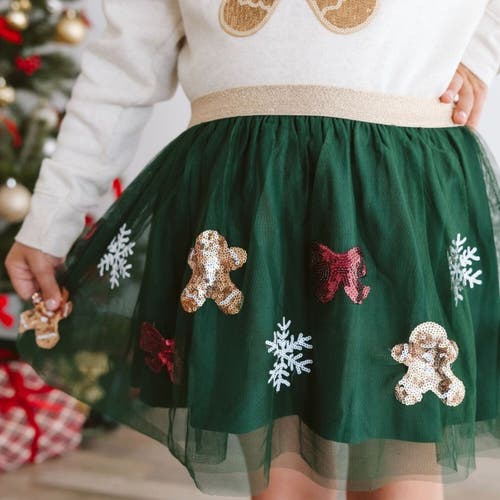 Sweet Wink Gingerbread Joy Sequin Christmas Tutu In Green