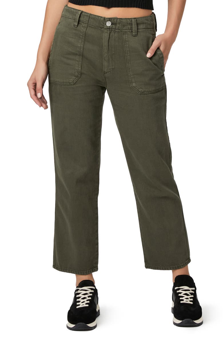 PAIGE Kirby Button Fly Crop Flare Jeans, Main, color, Vintage Forester Green