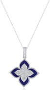 SUZY LEVIAN Pavé Cubic Zirconia & Enamel Flower Pendant Necklace