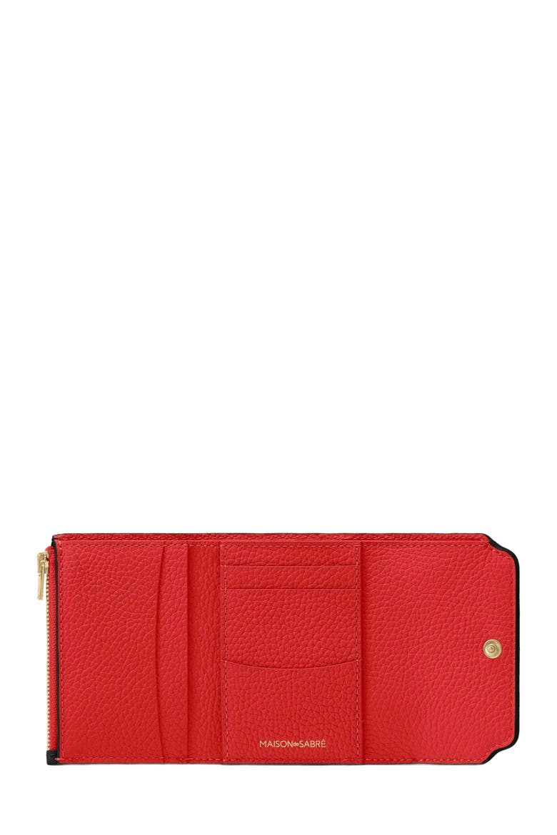 Leather Trifold Wallet, Alternate, color, Rouge Noir