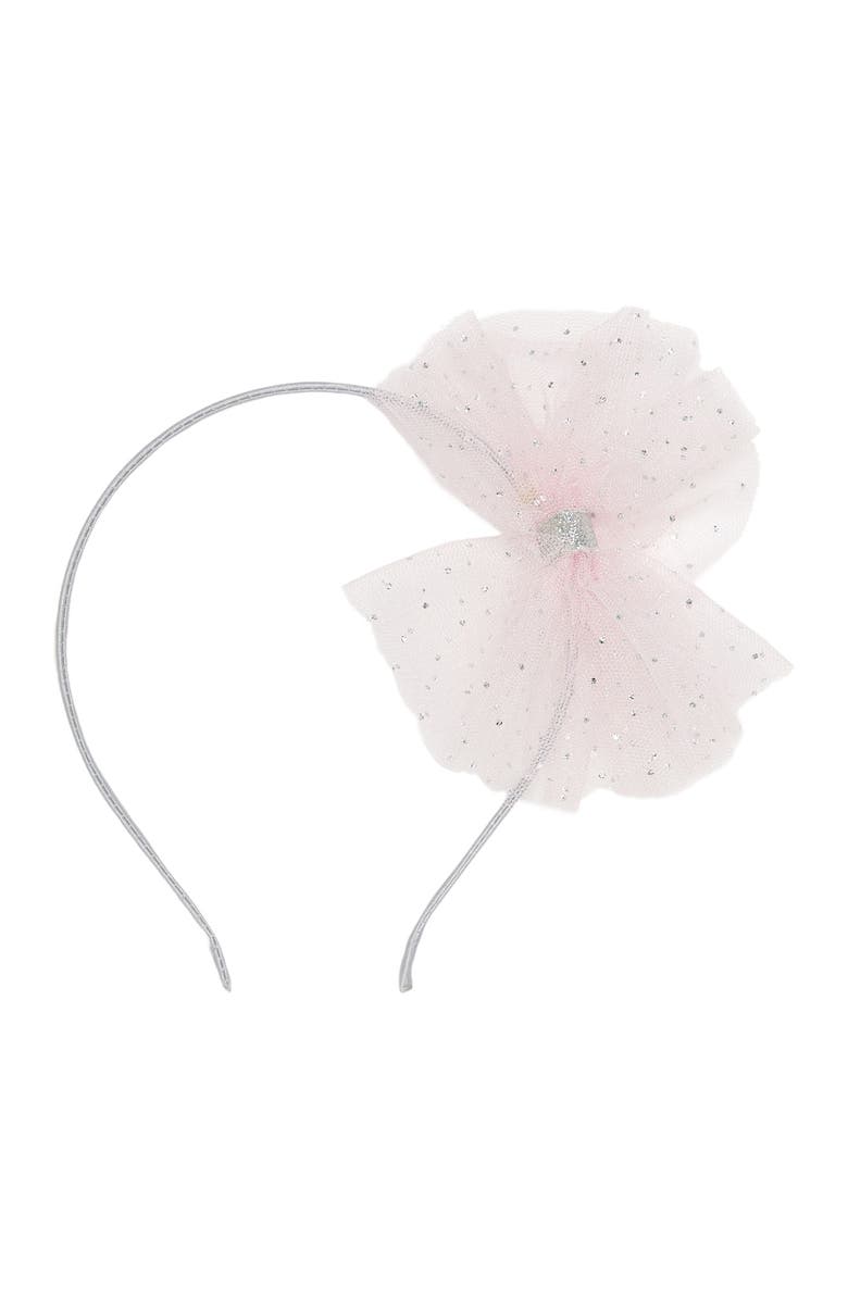 Manière Glitter Mesh Bow Headband, Main, color, 