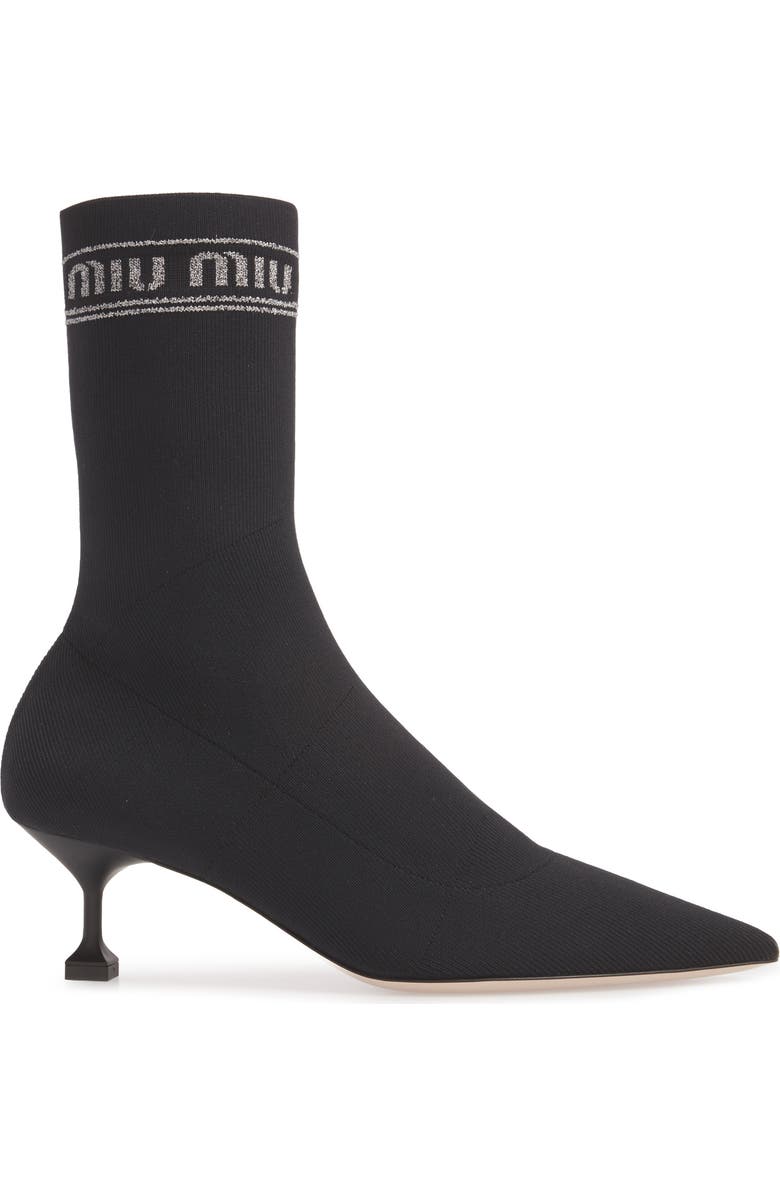 Miu Miu Logo Sock Bootie, Alternate, color,