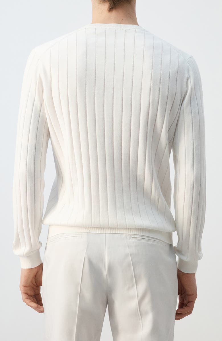 MANGO Rib Crewneck Sweater, Alternate, color, Off White