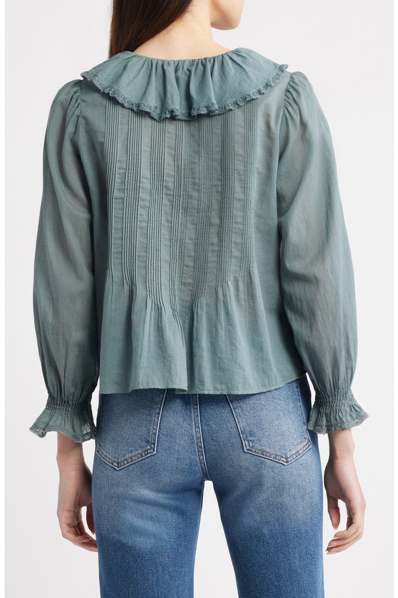 Hardy Ruffle Pintuck Organic Cotton Top, Alternate, color, LAGOON