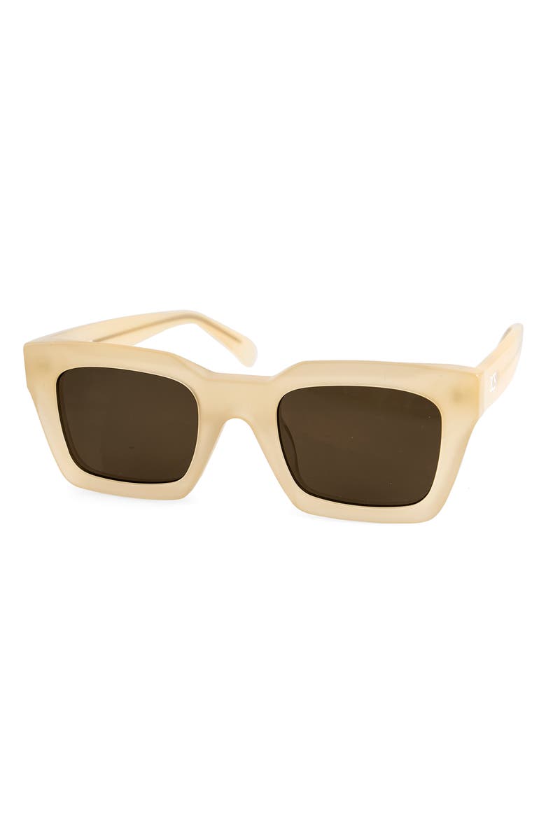 AQS Harper 55mm Polarized Square Sunglasses, Alternate, color, Nude
