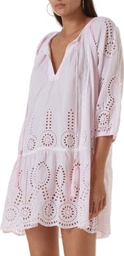 Melissa Odabash Ashley Eyelet Detail Cotton Cover-Up Tunic