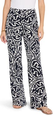 NIC+ZOE Indigo Leaf Wide Leg Pants
