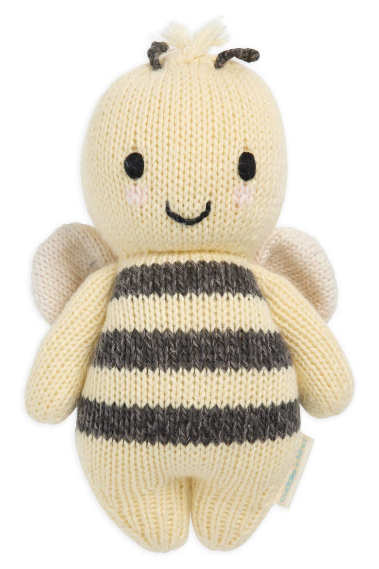 Baby Bee Cotton Stuffed Animal, Main, color, YELLOW