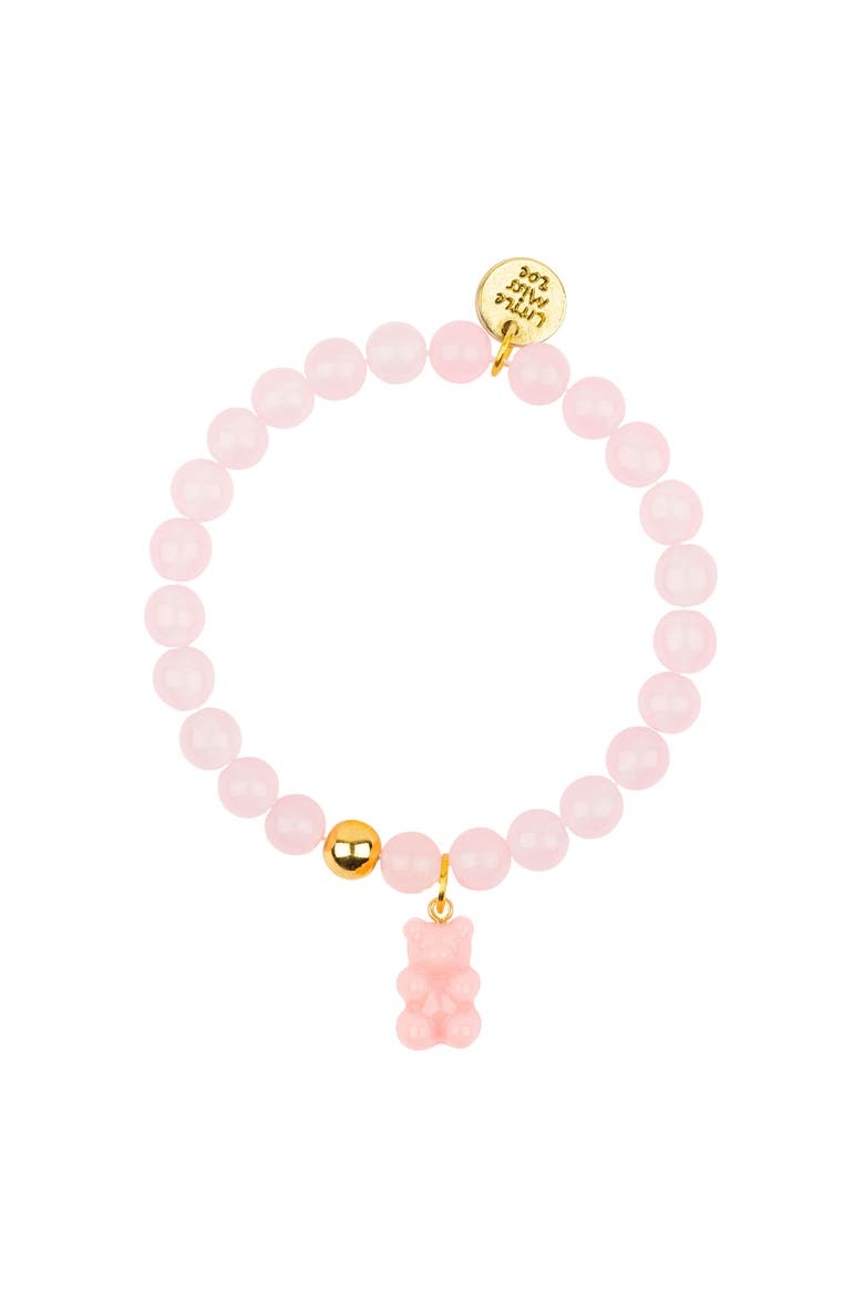 Gummy Bear Gemstone and Delicate Gold Bracelet Set, Alternate, color, Pink