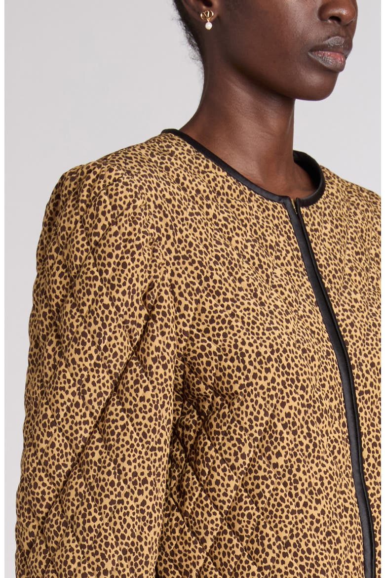 Micromacula Animal Print Quilted Silk Jacket, Alternate, color, SAFARI PRINT