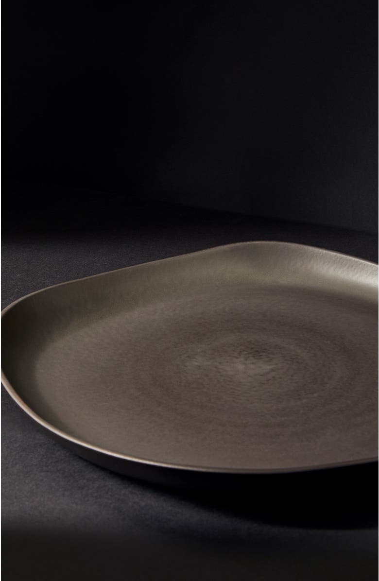 Gharyan Stoneware Stoneware Round Serving Platter, Alternate, color, Black