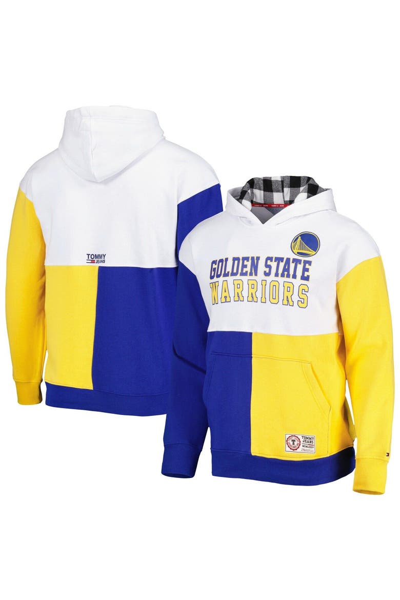 Men's Tommy Jeans White/Royal Golden State Warriors Andrew Split Pullover Hoodie, Main, color, White