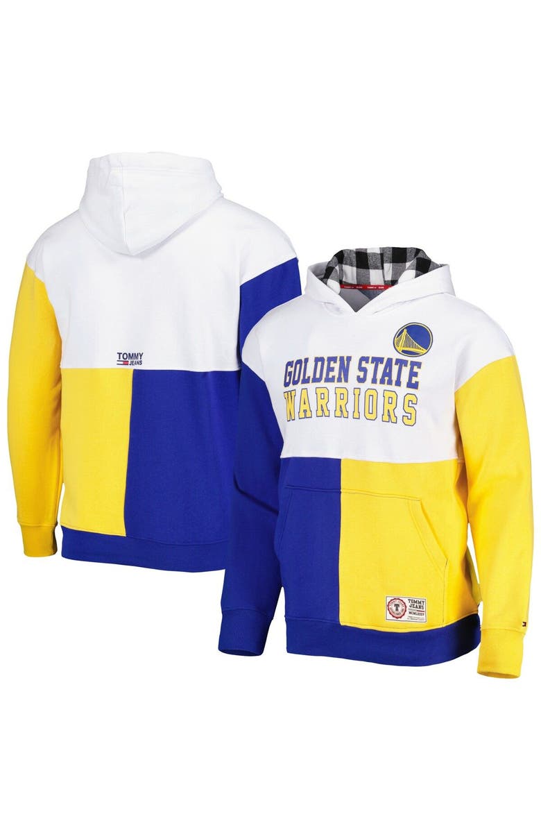 TOMMY JEANS Men's Tommy Jeans White/Royal Golden State Warriors Andrew Split Pullover Hoodie, Main, color, White