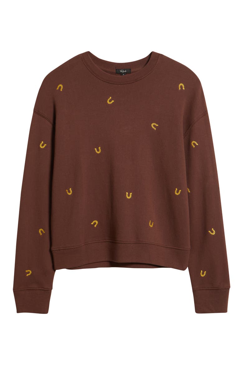 Ramona Horseshoe Embroidered Crewneck Sweatshirt, Alternate, color, HORSESHOES