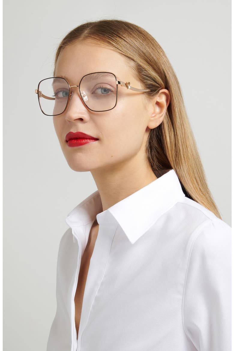 56mm Square Reading Glasses, Alternate, color, GOLD BLACK