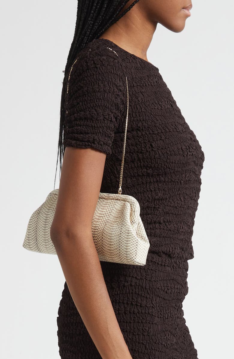 Jimmy Choo Skylar Snakeskin Embossed Leather Clutch, Alternate, color,