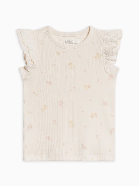 Daphne Ribbed Tank with Eyelet Ruffle (Toddler & Little Kids)