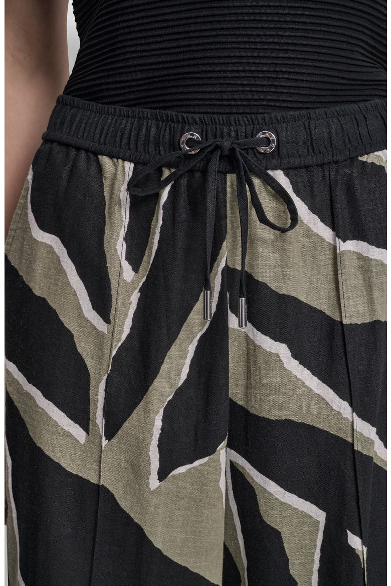 Print Linen Blend Drawstring Pants, Alternate, color, JUNGLE BLOCK
